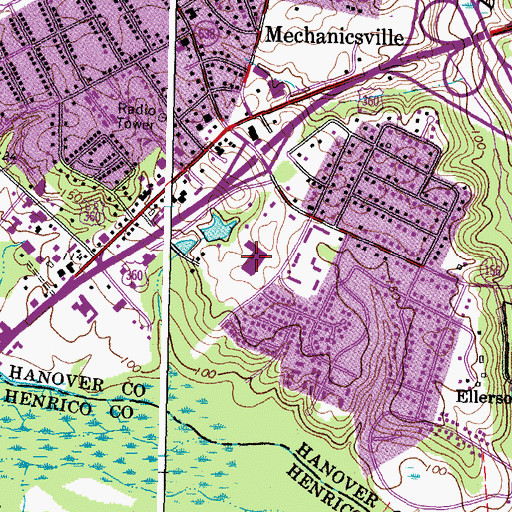 Topographic Map of Cold Harbor Village Shopping Center, VA