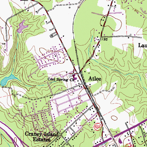 Topographic Map of Cool Spring Cemetery, VA