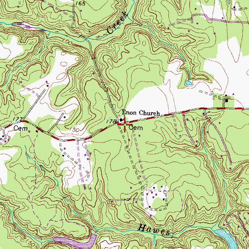 Topographic Map of Enon Cemetery, VA