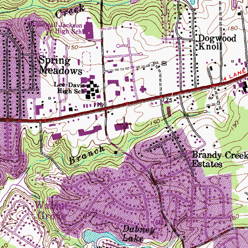 Topographic Map of Hanover Village Shopping Center, VA