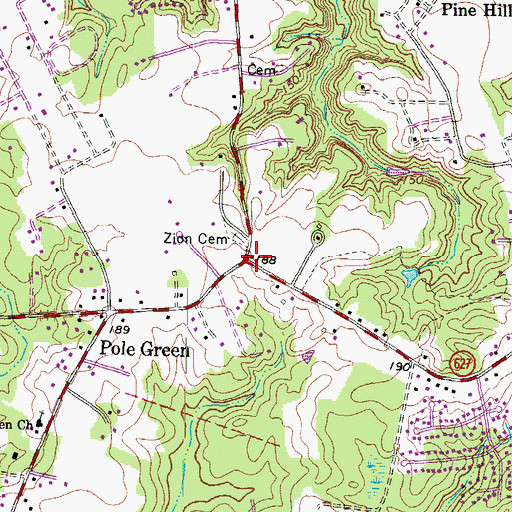 Topographic Map of Hundleys Corner, VA