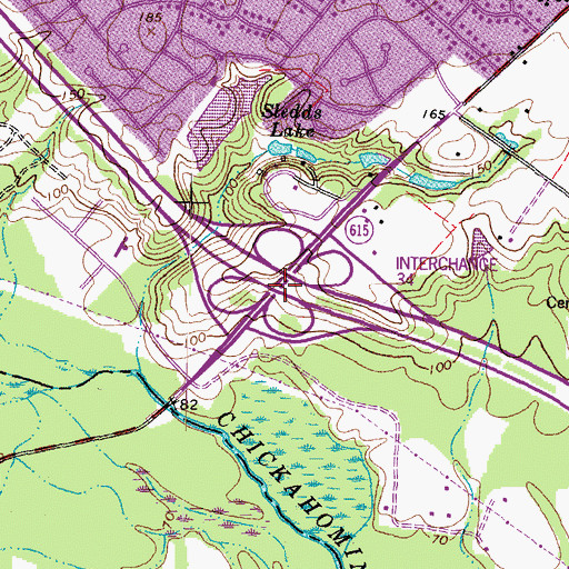 Topographic Map of Interchange 34, VA