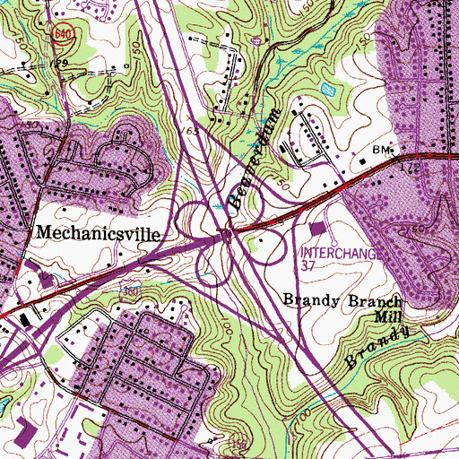 Topographic Map of Interchange 37, VA