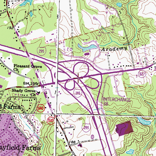Topographic Map of Interchange 38, VA
