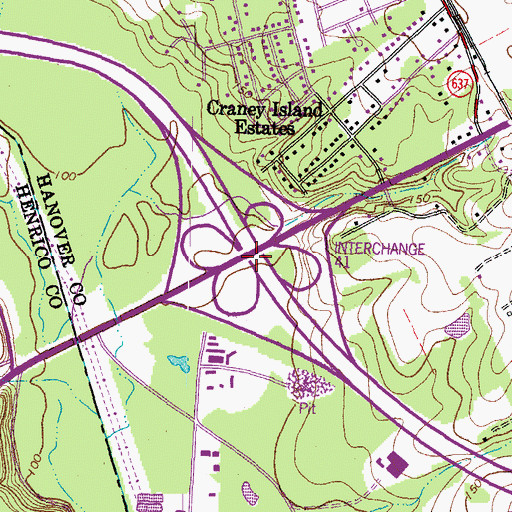 Topographic Map of Interchange 41, VA