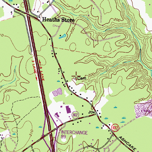 Topographic Map of Lewiston Cemetery, VA