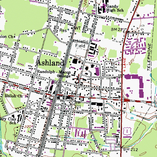 Topographic Map of McGraw-Page Library, VA