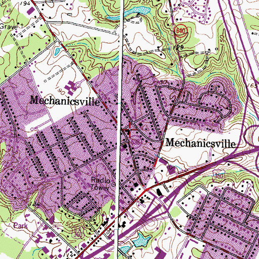 Topographic Map of Mechanicsville Baptist Church, VA
