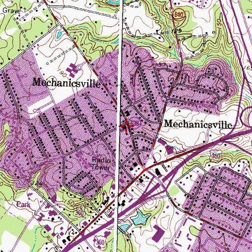 Topographic Map of Mechanicsville Presbyterian Church, VA