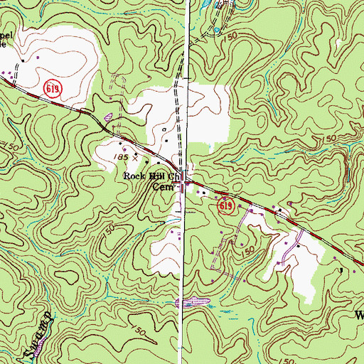 Topographic Map of Rock Hill Cemetery, VA