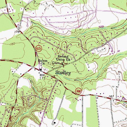 Topographic Map of Second Union Cemetery, VA