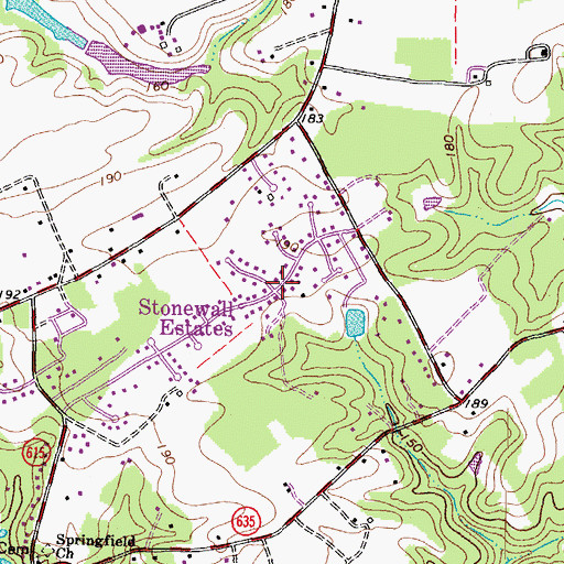 Topographic Map of Stonewall Estates, VA
