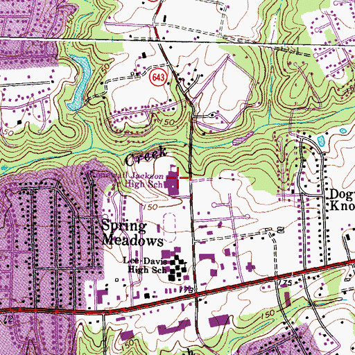 Topographic Map of Stonewall Jackson Middle School, VA