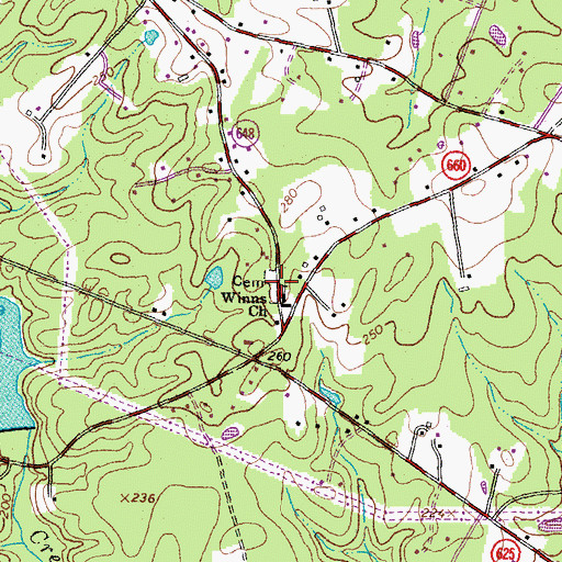Topographic Map of Winns Cemetery, VA