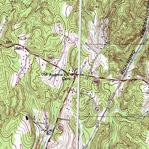 Topographic Map of Andrew Chapel Cemetery, VA