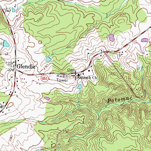 Topographic Map of Antioch Cemetery, VA