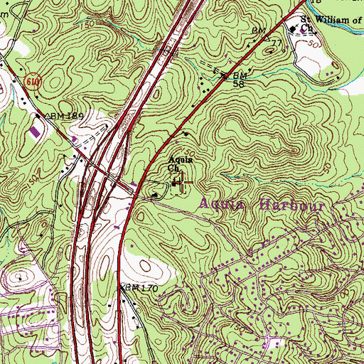 Topographic Map of Aquia Cemetery, VA