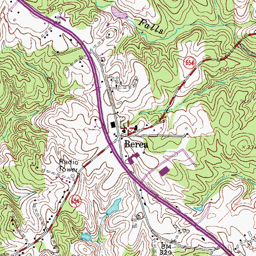 Topographic Map of Berea Baptist Church, VA