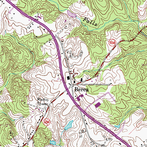 Topographic Map of Berea Cemetery, VA