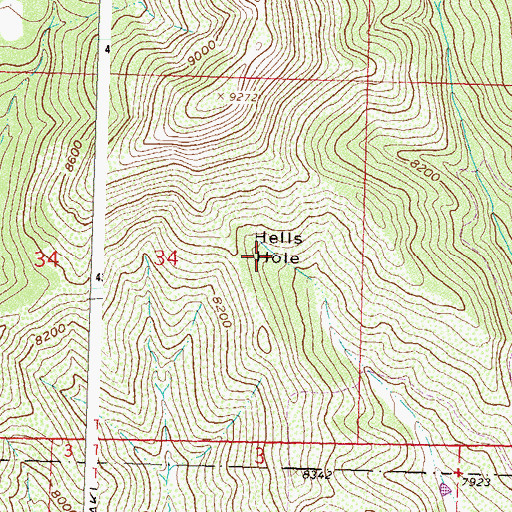 Topographic Map of Hells Hole, CO