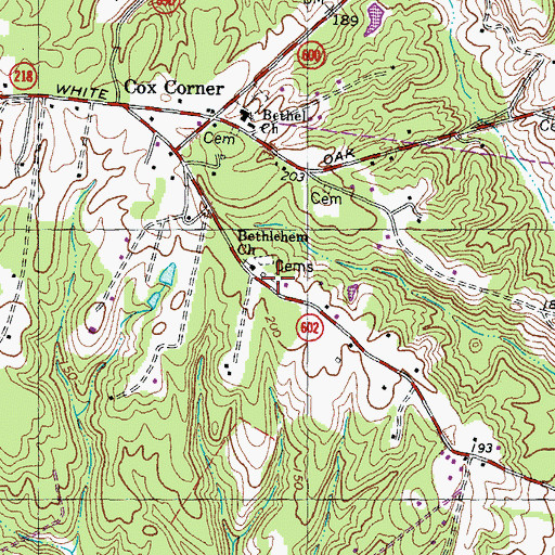 Topographic Map of Bethlehem Cemetery, VA