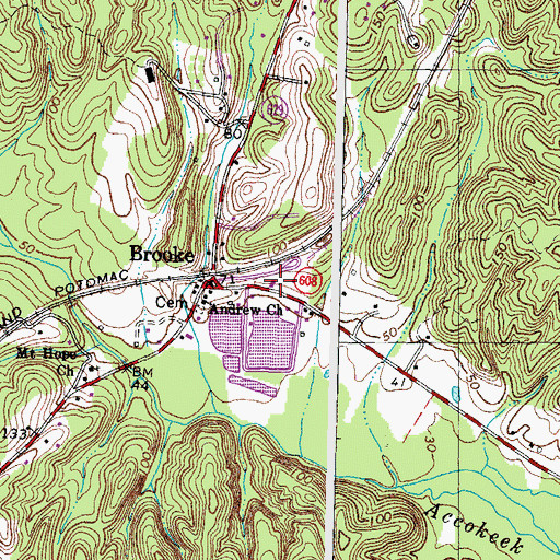 Topographic Map of Brooke Post Office, VA