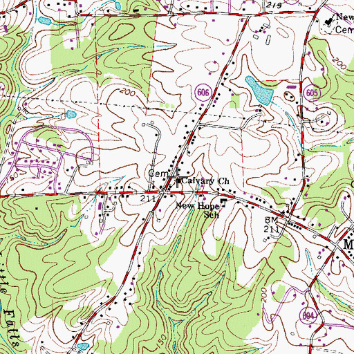 Topographic Map of Calvary Cemetery, VA