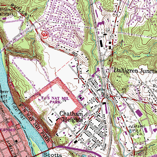 Topographic Map of Chatham Shopping Center, VA