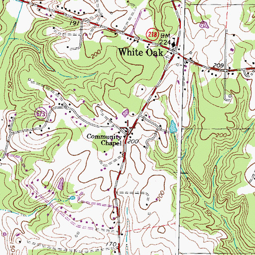 Topographic Map of Community Baptist Church, VA