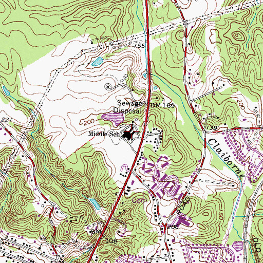 Topographic Map of Edward E Drew Middle School, VA