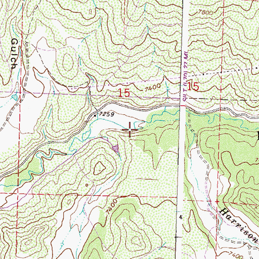 Topographic Map of Harrison Creek, CO