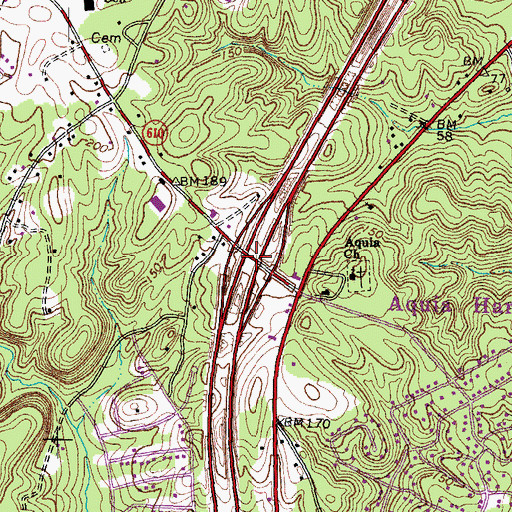 Topographic Map of Interchange 143, VA