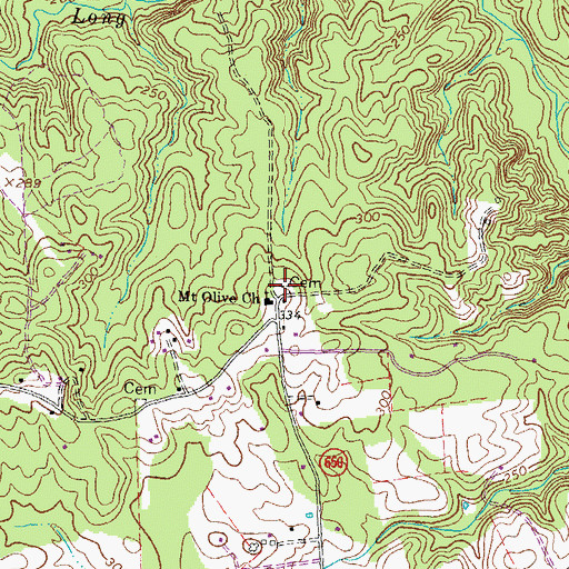 Topographic Map of Mount Olive Cemetery, VA