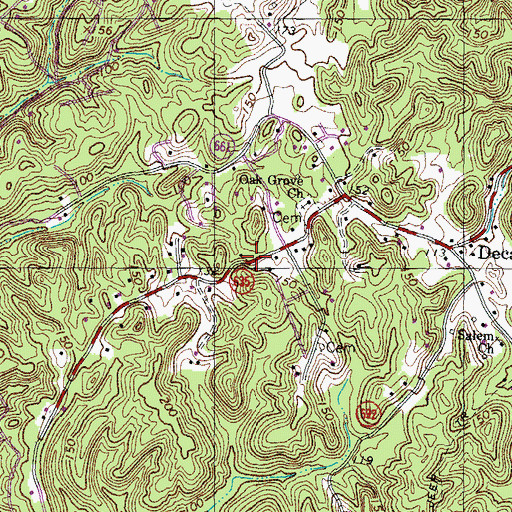Topographic Map of Oak Grove School (historical), VA