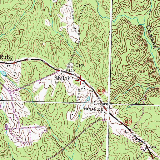 Topographic Map of Shiloh Baptist Church, VA
