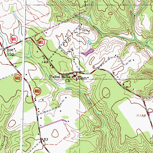 Topographic Map of Union Belle Baptist Church Cemetery, VA