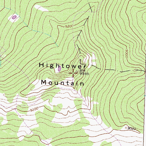Topographic Map of Hightower Mountain, CO
