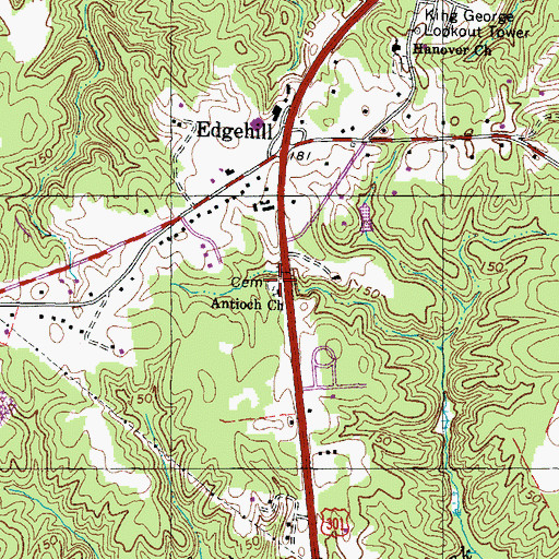 Topographic Map of Antioch Baptist Church Cemetery, VA