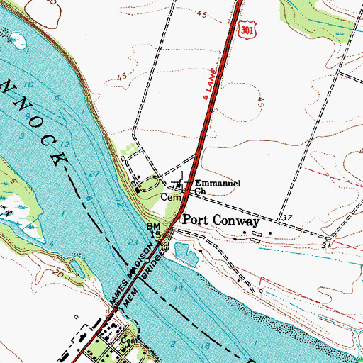 Topographic Map of Emmanuel Episcopal Church Cemetery, VA