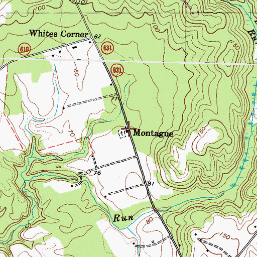 Topographic Map of Montague Baptist Church, VA