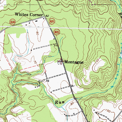 Topographic Map of Montague Baptist Church Cemetery, VA