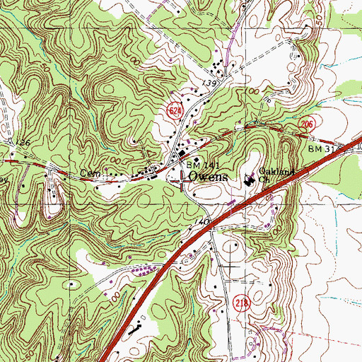 Topographic Map of Oakland Cemetery, VA