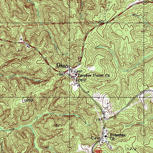 Topographic Map of Peoples Union Baptist Church Cemetery, VA