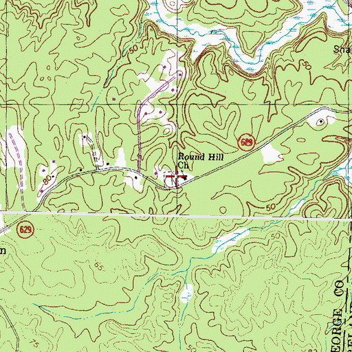 Topographic Map of Round Hill Baptist Church Cemetery, VA
