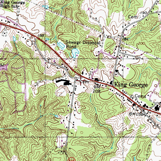 Topographic Map of Saint Anthonys Cemetery, VA