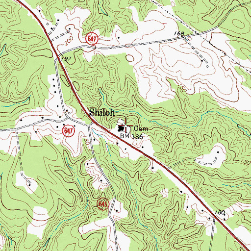 Topographic Map of Shiloh Baptist Church, VA