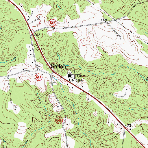 Topographic Map of Shiloh Baptist Church Cemetery, VA