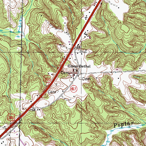 Topographic Map of Union Bethel Baptist Church Cemetery, VA