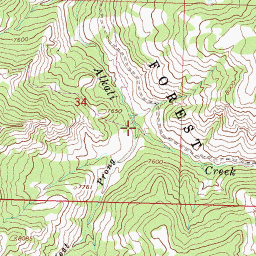 Topographic Map of West Prong Alkali Creek, CO