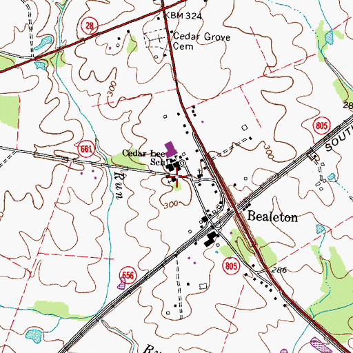 Topographic Map of Bealeton Presbyterian Church, VA